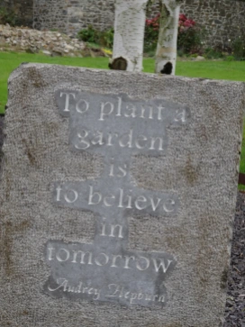 a stone carved with Audrey Hepburn's quote